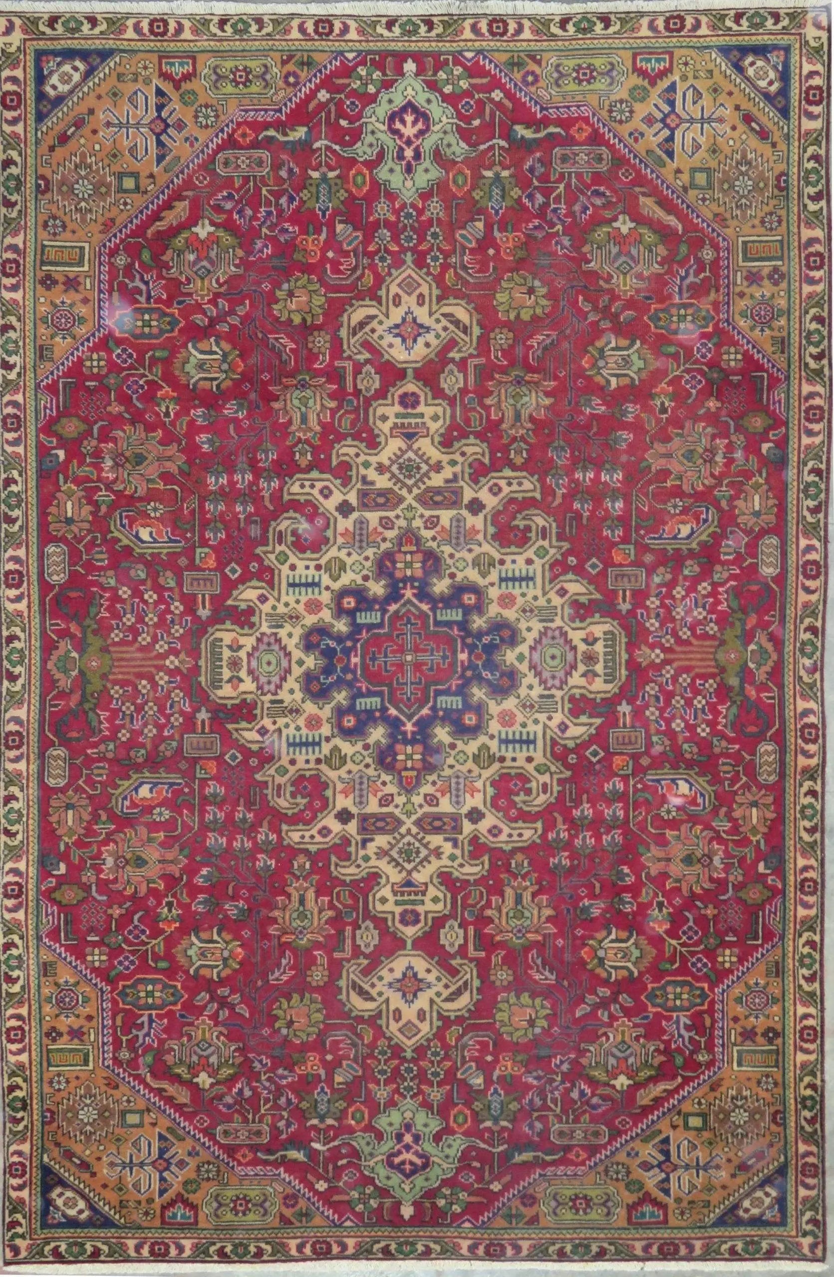 One Of The Kind Hand-Knotted Persian Wool Rug _ Luxurious Vintage Design, 7'5" x 5'0", Artisan Crafted
